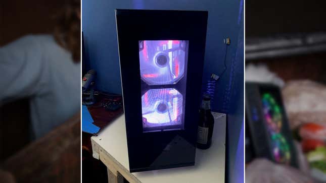 Rydirp7's trash PC looks really nice with its purple glow on a white countertop.