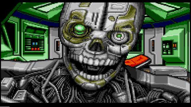 A screenshot shows a Terminator-like robot from Snatchers. 
