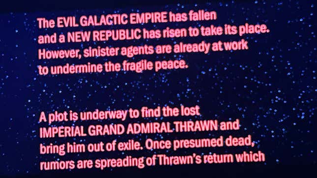 The opening crawl from the first Ahsoka episode.