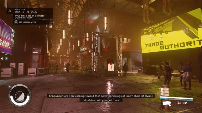 A screenshot that shows Neon, the city that houses Ryuji Industries' HQ. 